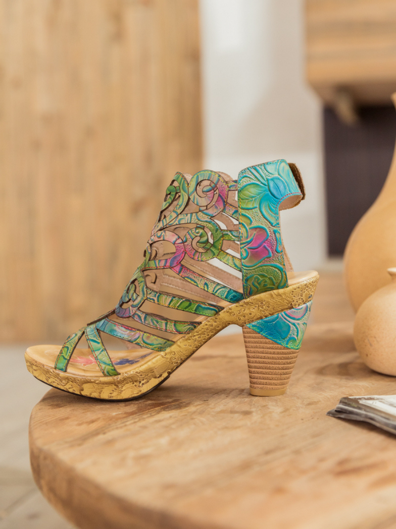 Soffia | Genuine Leather Swirl Strappy Sandal