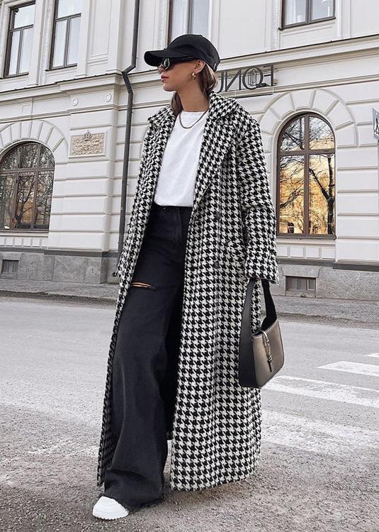 Houndstooth Long Trench Coat – ’s Outerwear