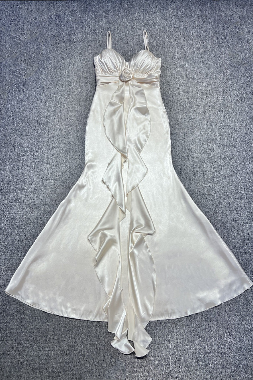 Halter V Neck Backless Sash Maxi Dress