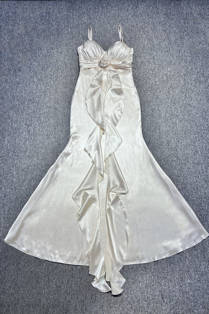 Halter V Neck Backless Sash Maxi Dress