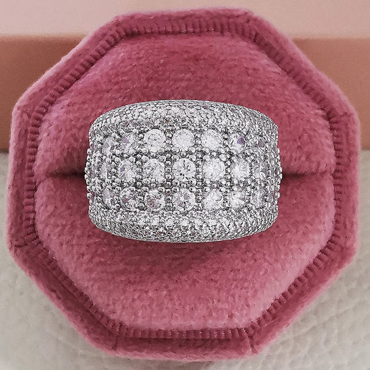 Elegant Wide Crystal Cocktail Ring