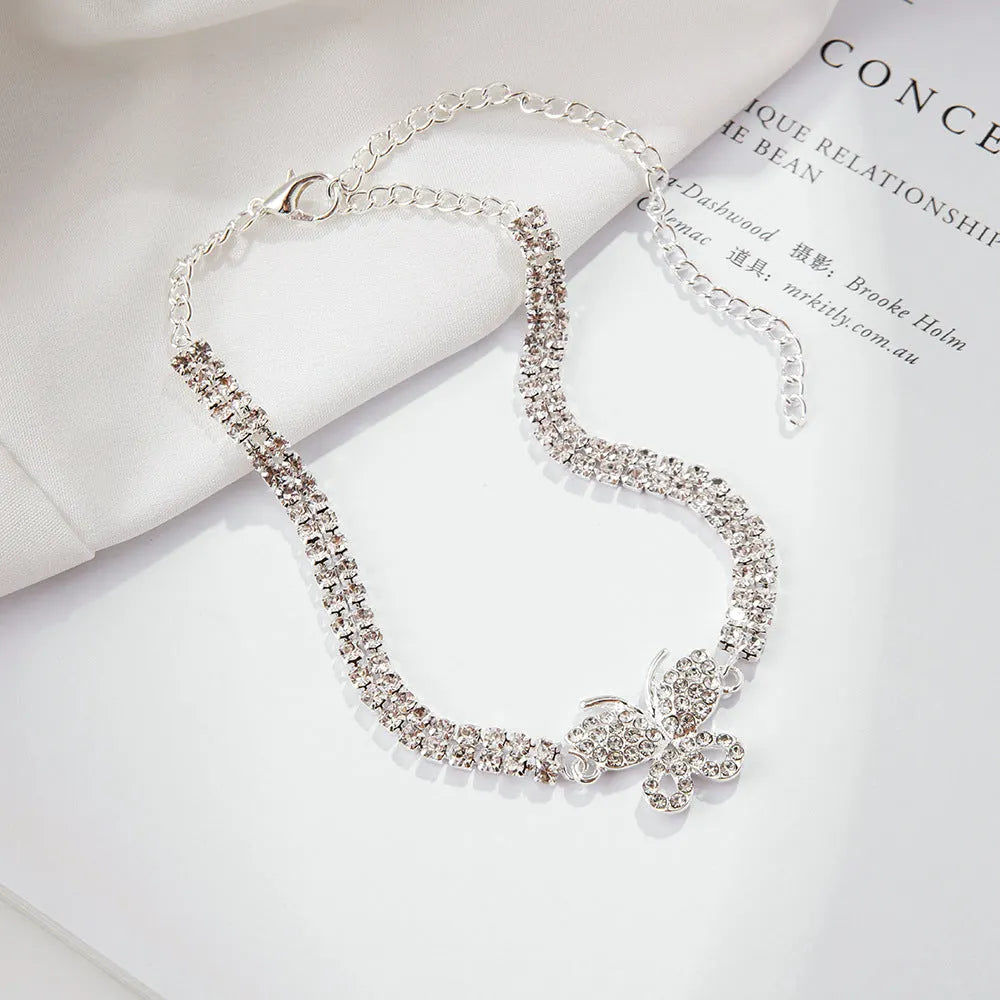 Vintage Crystal Chain Butterfly Charm