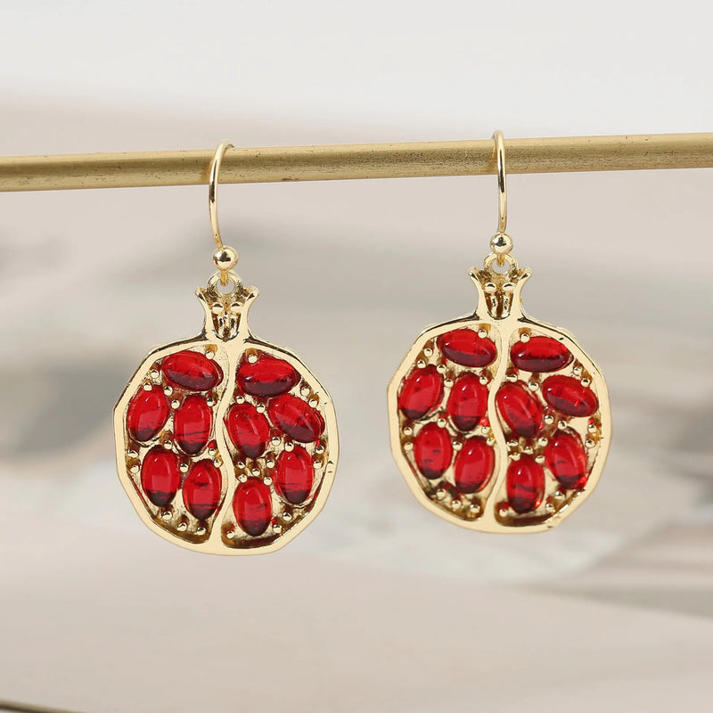 Elegant Ruby Pomegranate Earrings