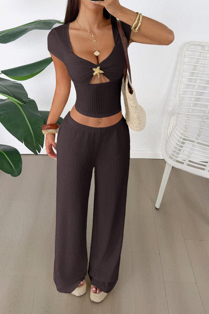 Y2k Crop Tank Top Wide Leg Two Piece Pants Set
