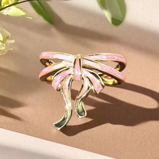 Romantic Pink Bow Ring