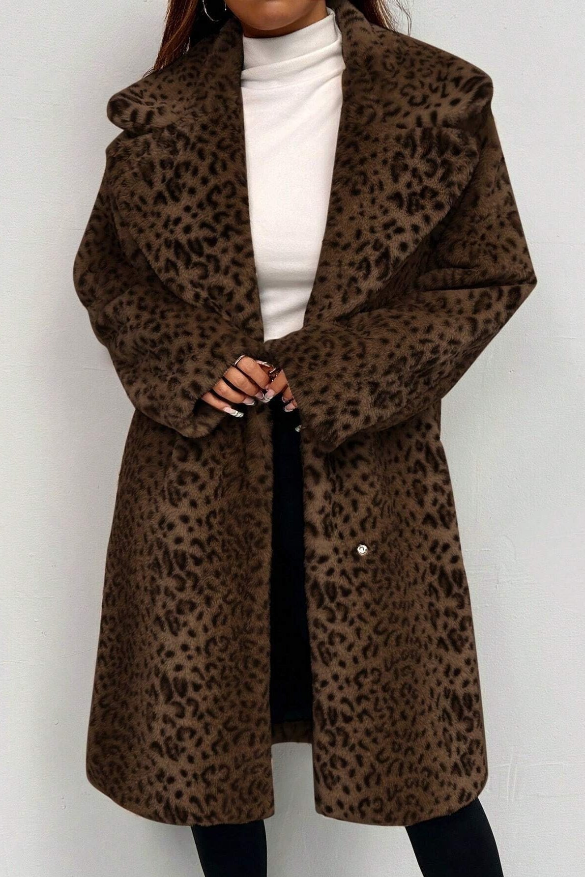 Plush Faux Fur Mid-length Overcoat
