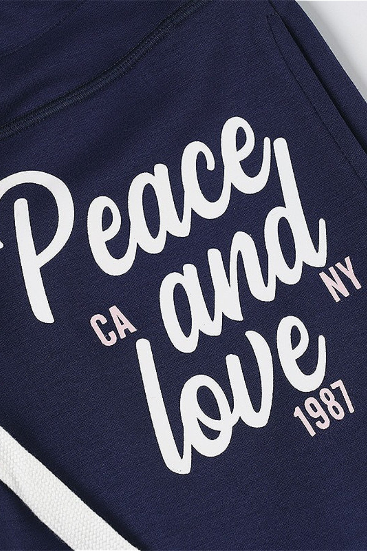 Contrast Letter Print Elastic Loose Straight Pants