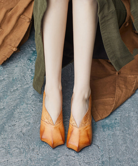 Yellow Splicing Flats Flat Shoes for