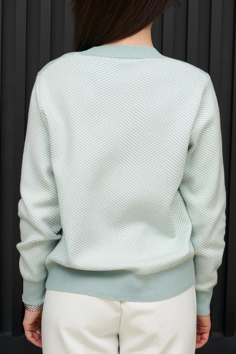 Relaxed Fit Herringbone Knit Sweater