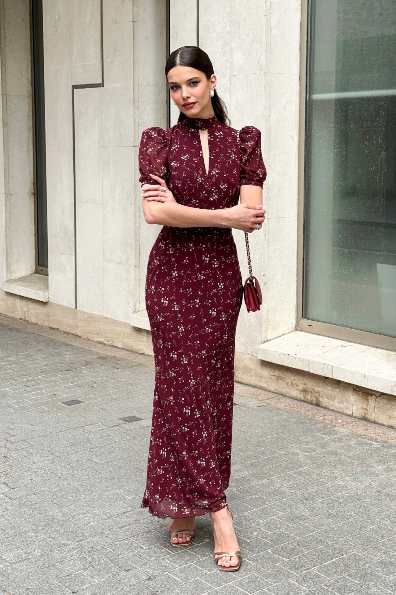Deep V Bodycon Maxi Dress