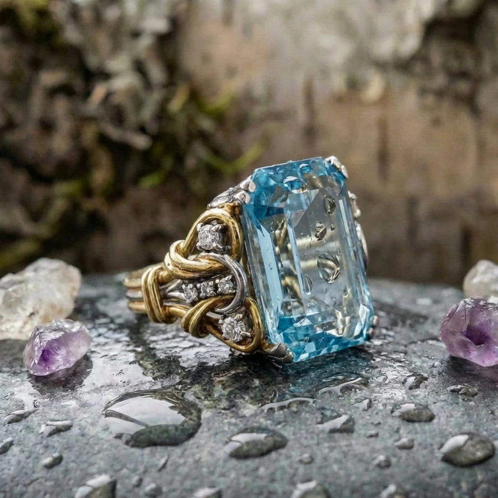 Elegant Blue Cubic Zirconia Ring