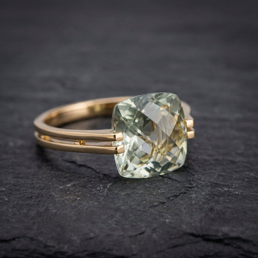 Vintage Green Cubic Glass Gold Ring