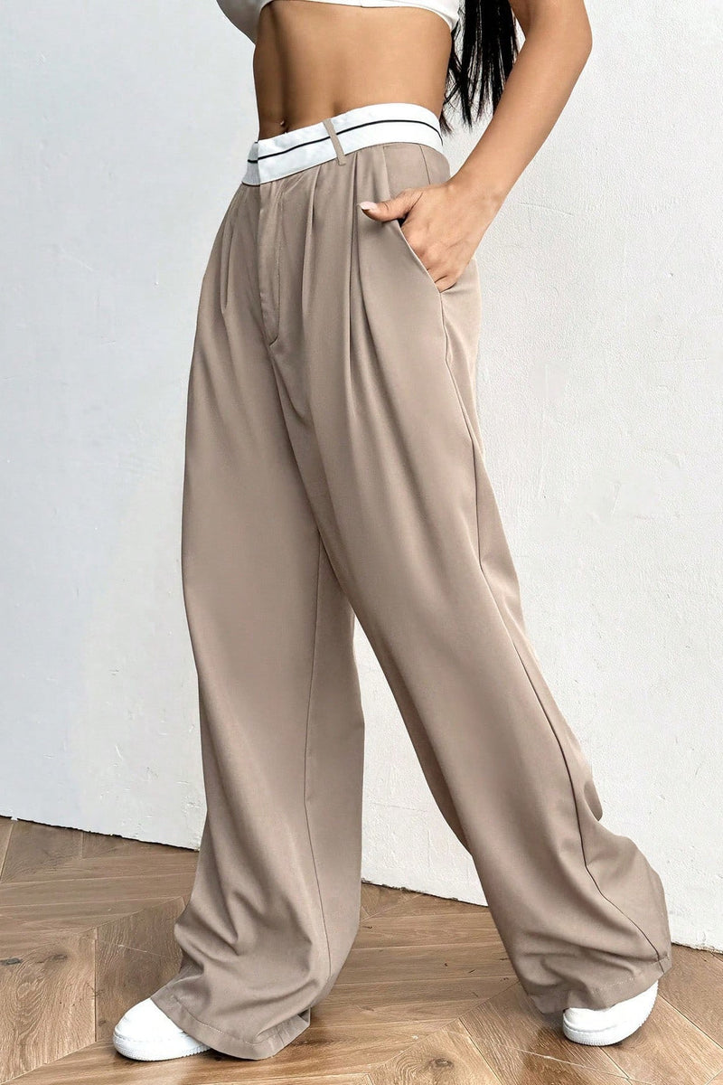 Contrast Comfort Relaxed Wide Leg Pants