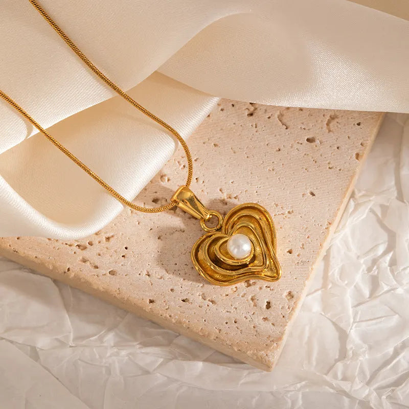 Elegant Pearl Heart Necklace