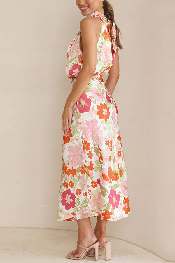 Fascinating Day Halter Neck Elastic Waist Maxi Dress