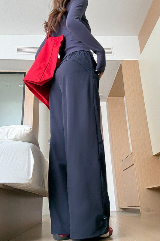 Elastic Wide-leg Sporty Pants