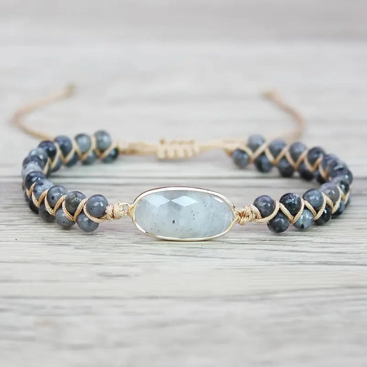 Natural Stone Charm Beaded Bracelet