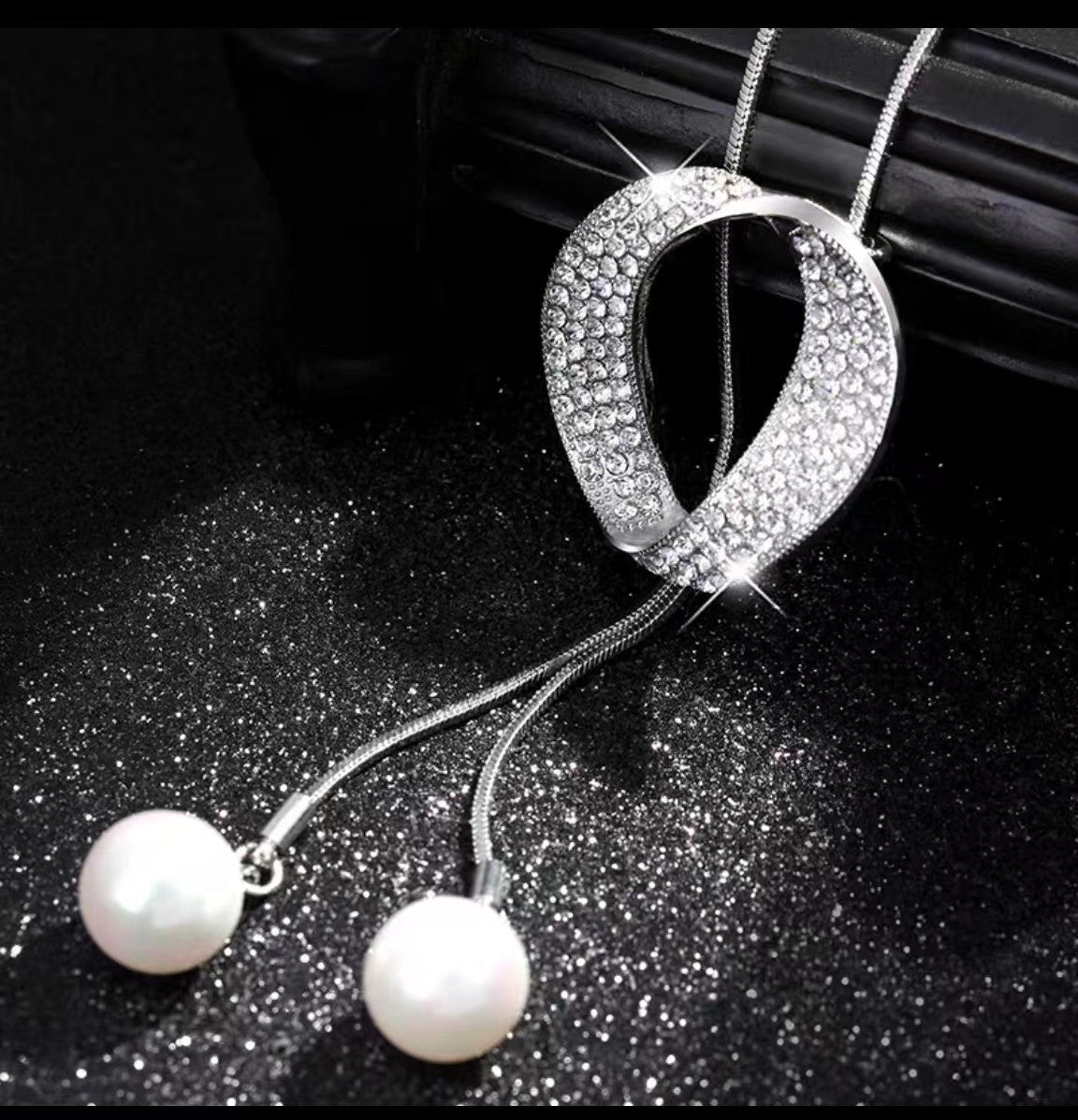 Elegant Silver Crystal Tassel Drop