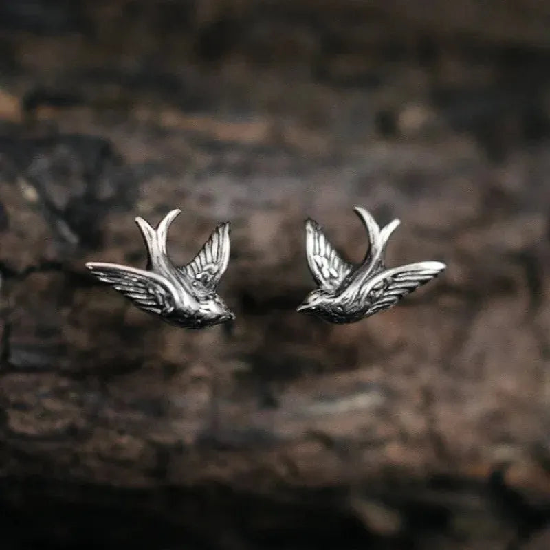 Silver Bird Stud Earrings