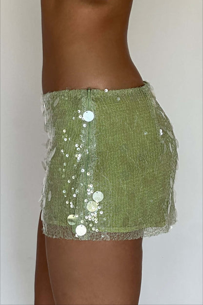 Color Sequin Fitted Party Mini Skirt