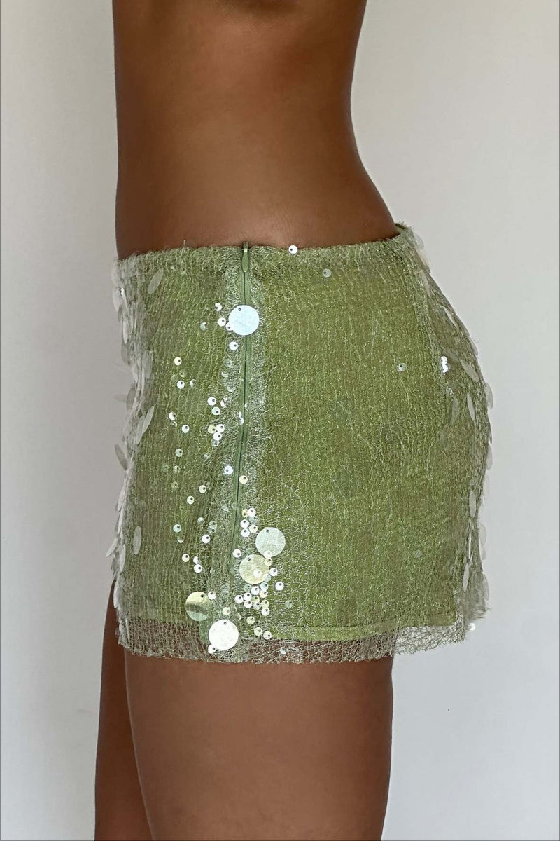 Color Sequin Fitted Party Mini Skirt