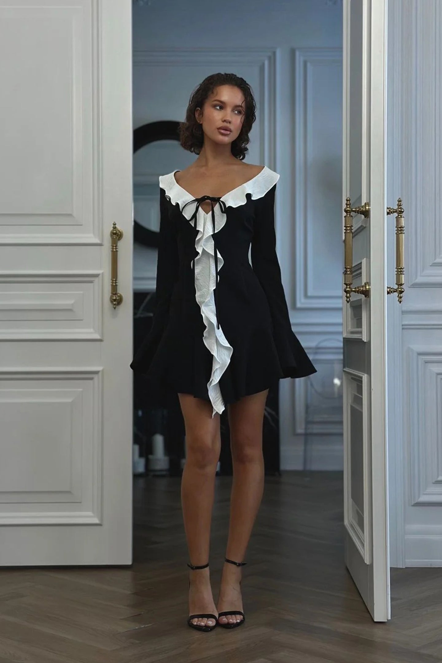 Sylvia Ruffle V-neck Mini Dress