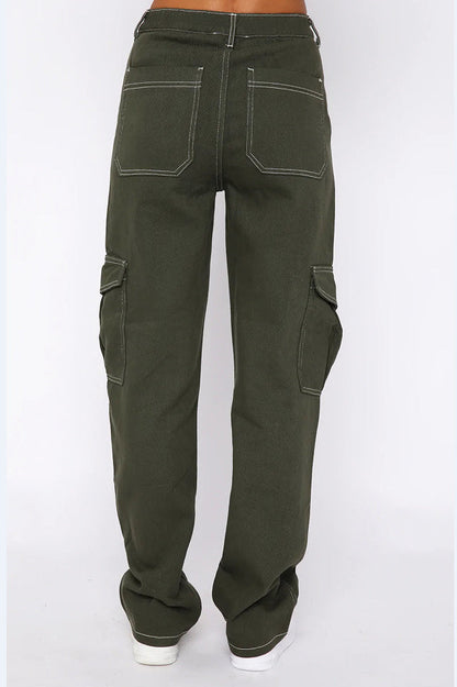 Fashionable Straight Leg Multi-pocket Cargo Pant