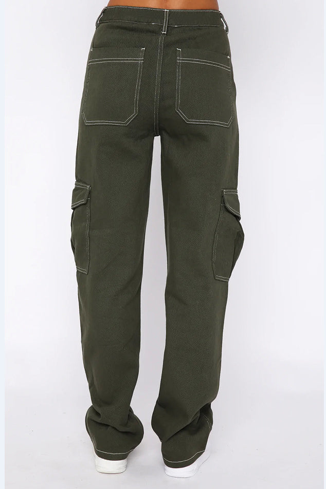Fashionable Straight Leg Multi-pocket Cargo Pant