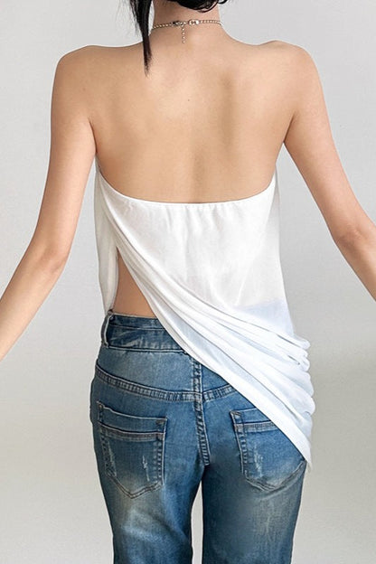 Loose Flowy Halter Backless Blouse
