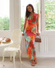 Clara'sholiday V-neck Printlace-up Maxi Dress