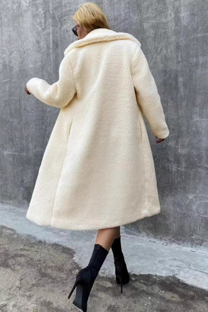Faux Shearling Double Breasted Overcoat