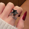Statement Black Butterfly Ring