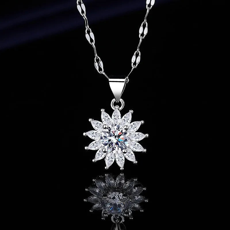 Elegant Silver Sunflower Pendant