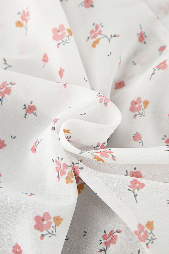 Print Slim Fit V-neck Ruffled Blouse