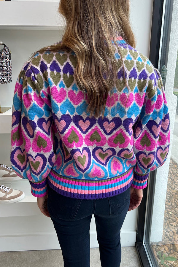 Blue/pink Heart Sweater