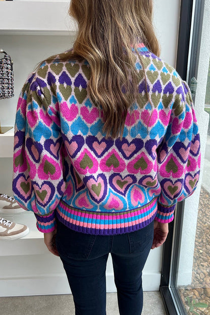 Blue/pink Heart Sweater