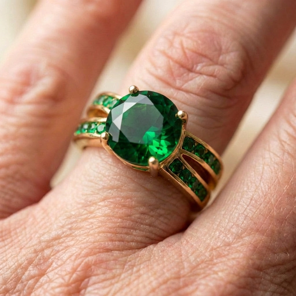 Crystal Green Zircon Gold Ring