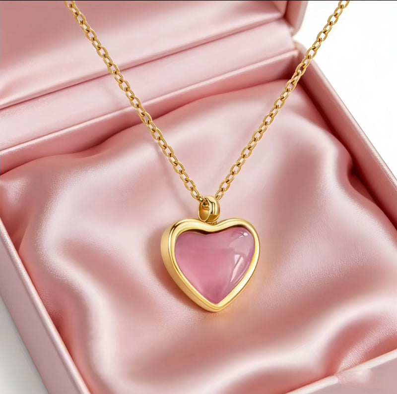 Romantic Pink Heart Necklace