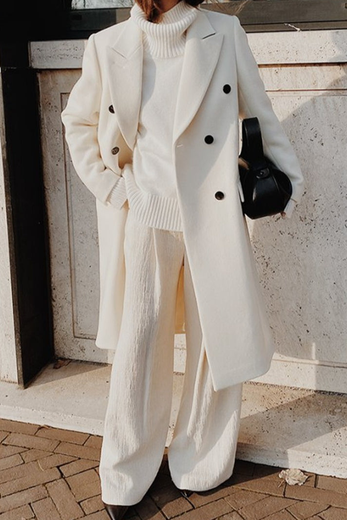 Color Double Breast Lapel Overcoat