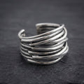925 Sterling Silver Adjustable Layered Ring