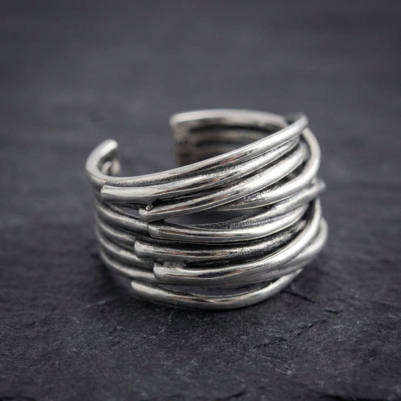 925 Sterling Silver Adjustable Layered Ring