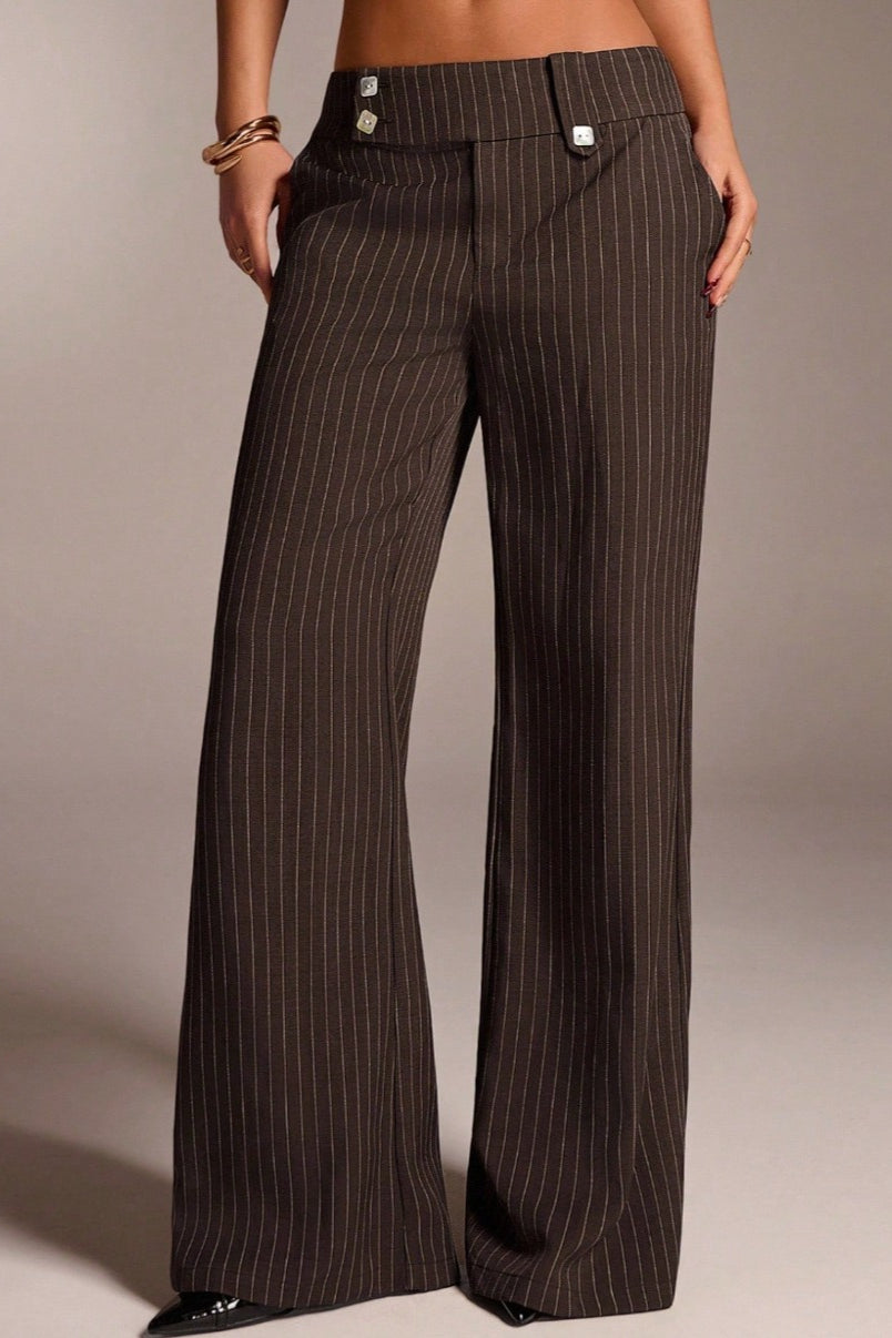 Stripe Straight Wide Leg Pants