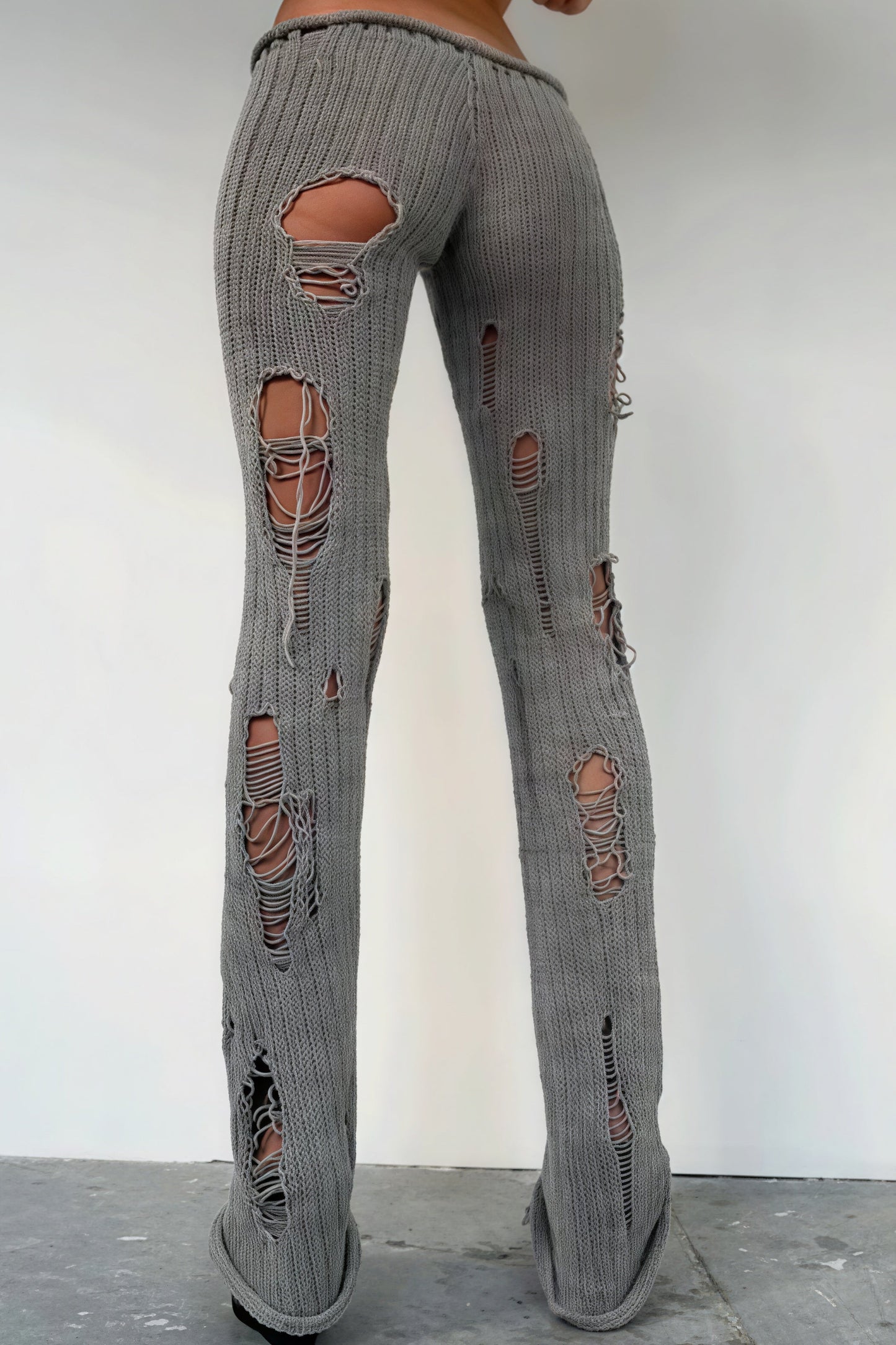 Cutout Distressed Slim Edgy Pants