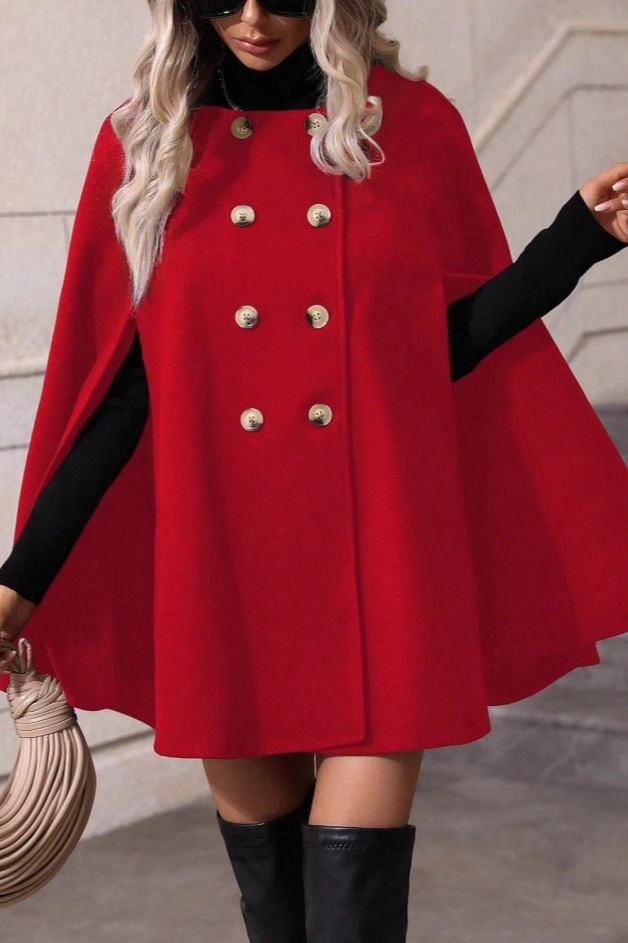 Double Breasted Loose Slim Wool Mid Length Coat