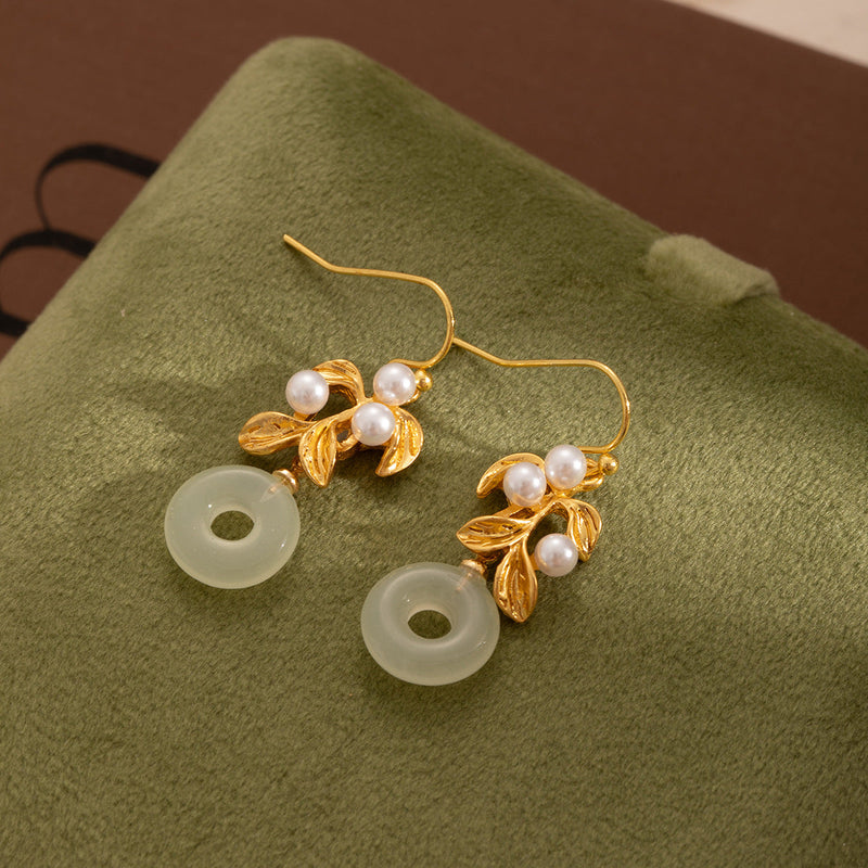 Elegant Pearl Jade Earrings