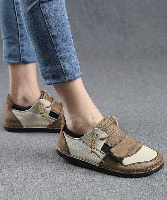 Beige Flat Shoes for Splicing Flat Feet Shoes