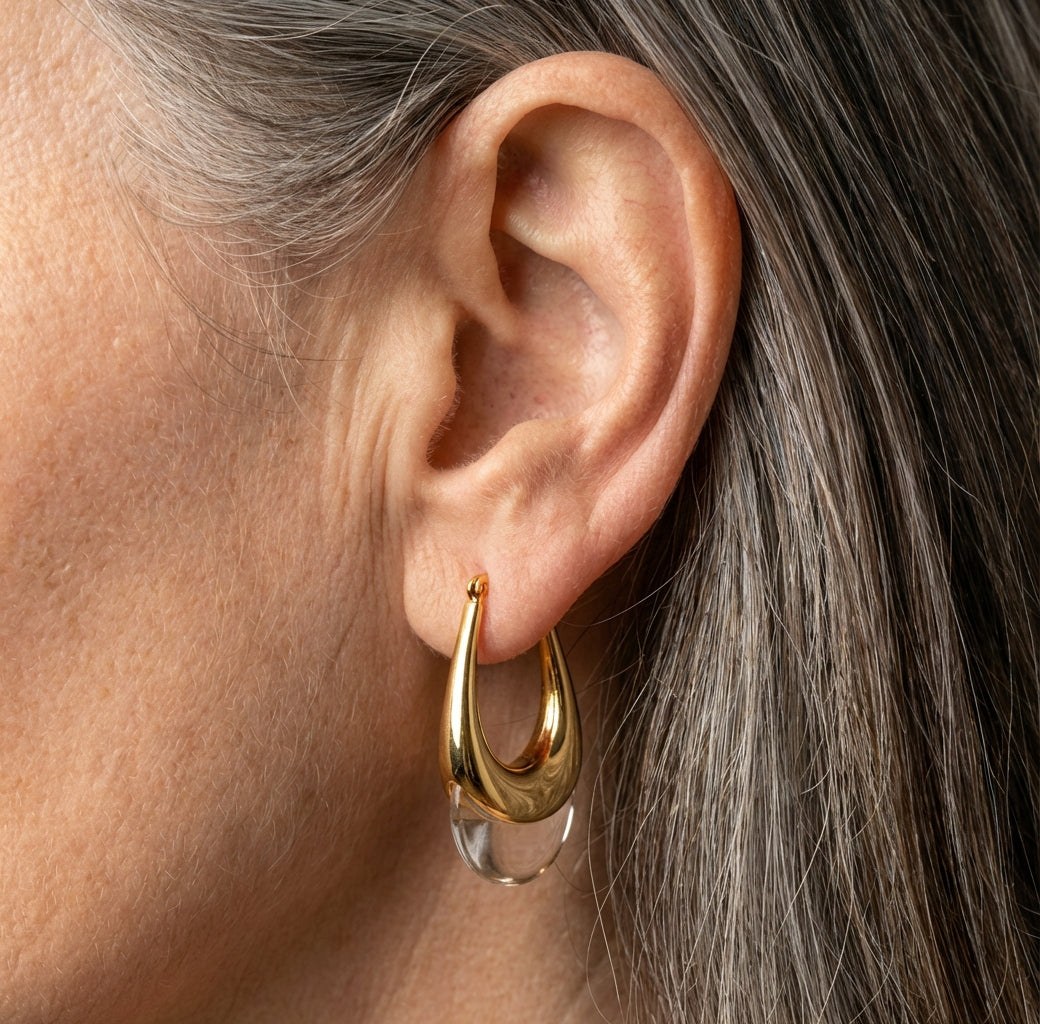Elegant Smooth Water Drop Gold Earrings