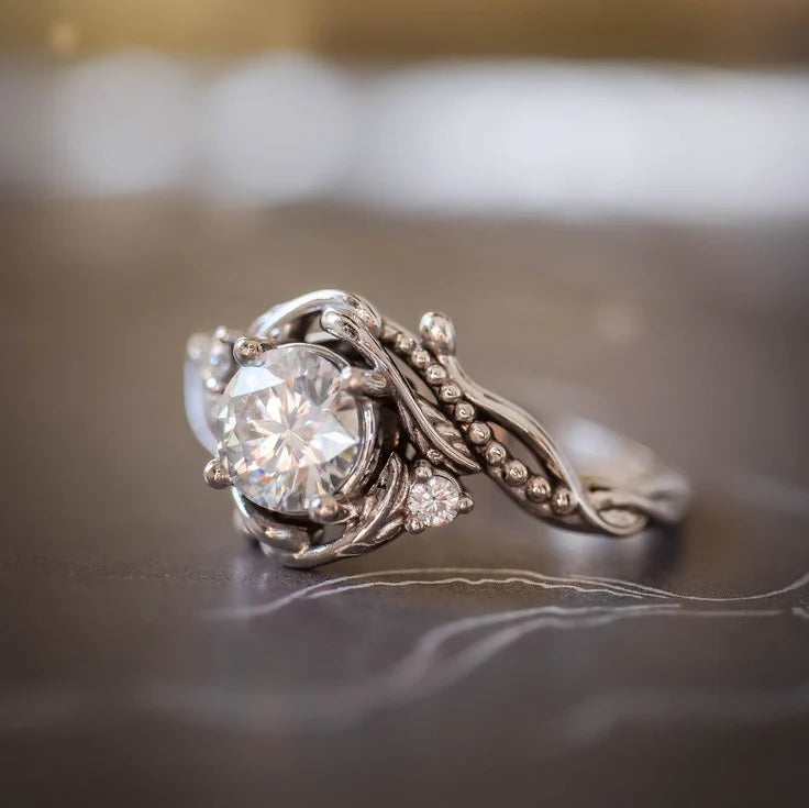 Silver Branch Zirconia Ring