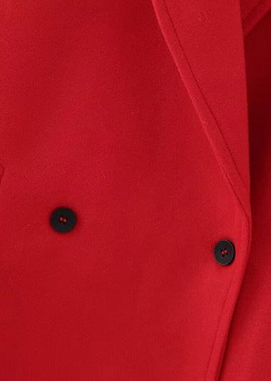 Scarlet Elegance Double-breasted Overcoat