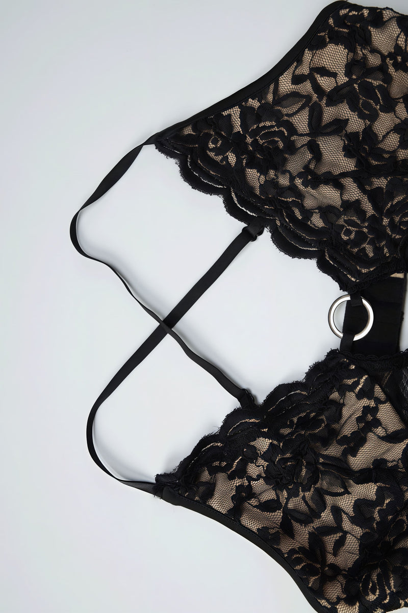 Lace Strapless Cami Bodycon Maxi Dress